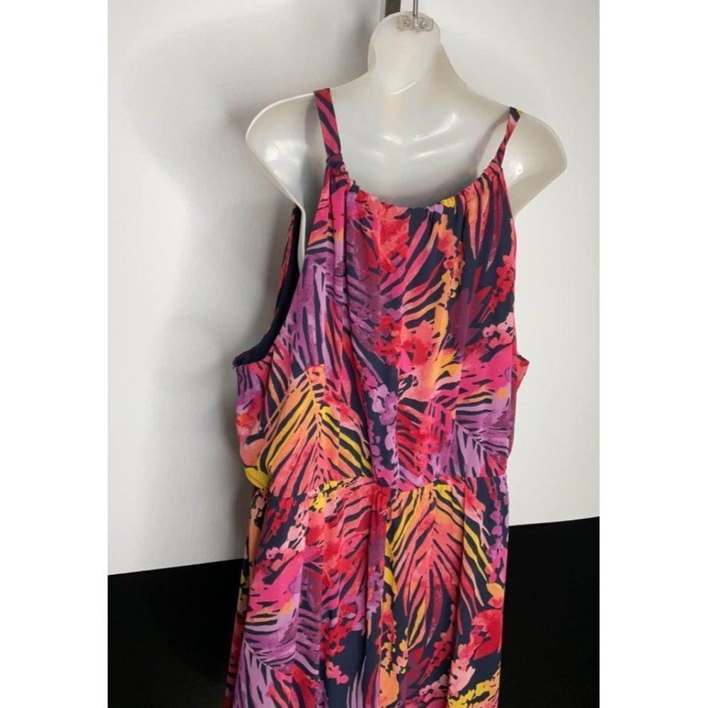 LANE Bryant 26/28 bold print summer dress pink purple yellow blue - Picture 5 of 9